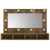 Füstös tölgy színű tükrös szekrény LED-ekkel 90 x 31,5 x 62 cm