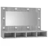 Szürke sonoma színű tükrös szekrény LED-ekkel 90 x 31,5 x 62 cm