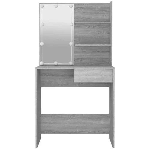 Szürke sonoma színű LED-es fésülködőasztal 74,5 x 40 x 141 cm