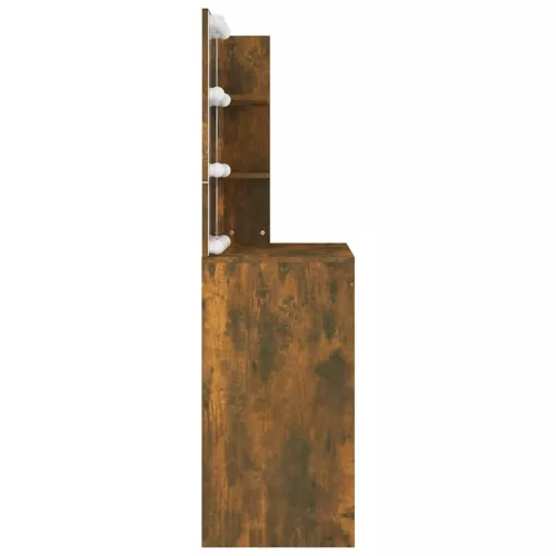 Barna tölgyszínű LED-es fésülködőasztal 74,5 x 40 x 141 cm