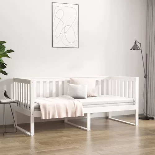 Kanapéágy ágy matrac fehér 100x200 cm tömör fa fenyőfa