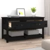 Fekete tömör fenyőfa dohányzóasztal 102 x 49 x 55 cm