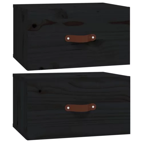 2 db fekete falra szerelhető éjjeliszekrény 40 x 29,5 x 22 cm