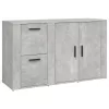 Betonszürke szerelt fa tálalószekrény 100x33x59,5 cm