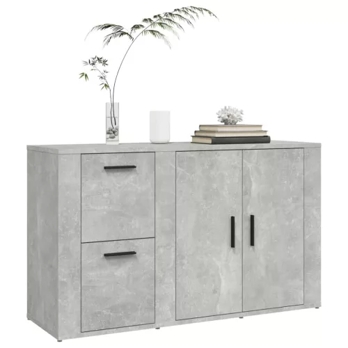 Betonszürke szerelt fa tálalószekrény 100x33x59,5 cm