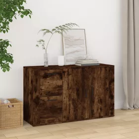   Füstös tölgy színű szerelt fa tálalószekrény 100x33x59,5 cm