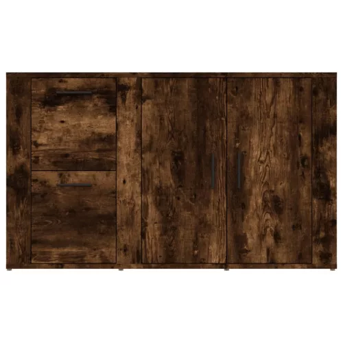 Füstös tölgy színű szerelt fa tálalószekrény 100x33x59,5 cm