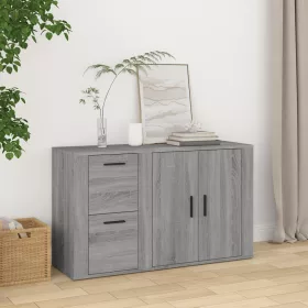   Szürke sonoma színű szerelt fa tálalószekrény 100x33x59,5 cm