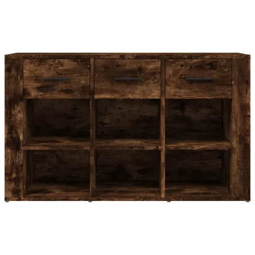 Füstös tölgy színű szerelt fa tálalószekrény 100x30x59,5 cm