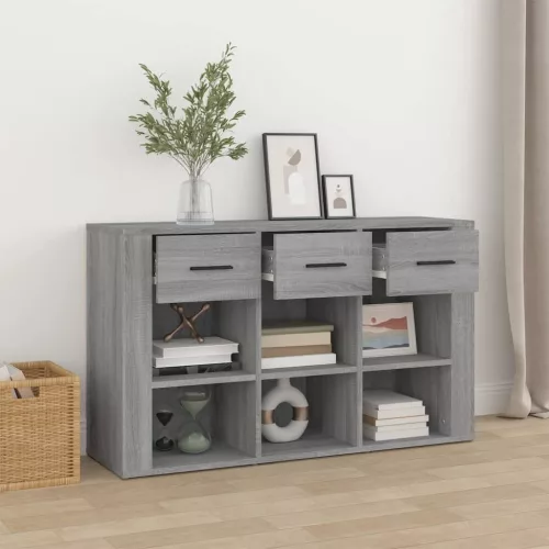 Szürke sonoma színű szerelt fa tálalószekrény 100x30x59,5 cm