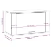 Betonszürke szerelt fa fali cipőszekrény 70 x 35 x 38 cm