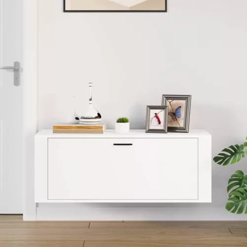 Fehér szerelt fa fali cipőszekrény 100 x 35 x 38 cm