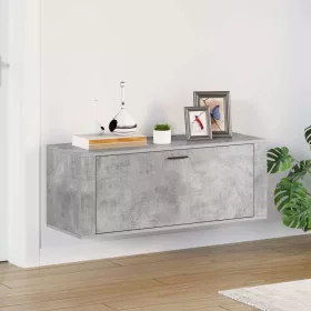 Betonszürke szerelt fa fali cipőszekrény 100x35x38 cm