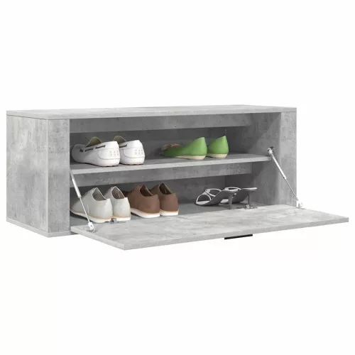 Betonszürke szerelt fa fali cipőszekrény 100x35x38 cm