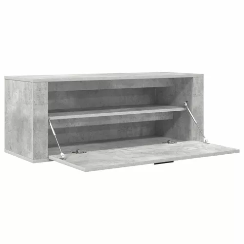 Betonszürke szerelt fa fali cipőszekrény 100x35x38 cm