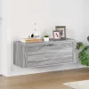 Szürke sonoma színű szerelt fa fali cipősszekrény 100x35x38 cm