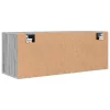 Szürke sonoma színű szerelt fa fali cipősszekrény 100x35x38 cm