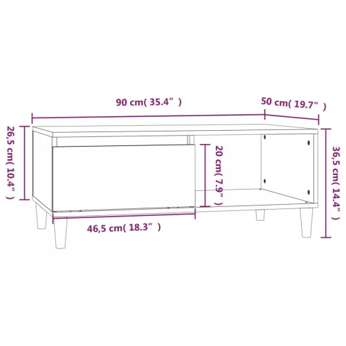 Betonszürke szerelt fa dohányzóasztal 90x50x36,5 cm