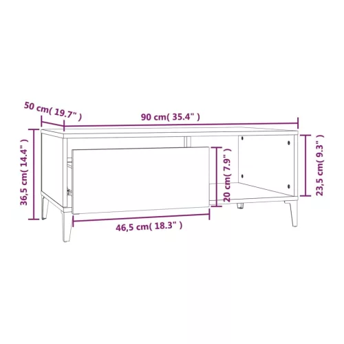 Betonszürke szerelt fa dohányzóasztal 90x50x36,5 cm