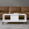 Magasfényű fehér szerelt fa dohányzóasztal 90 x 50 x 36,5 cm