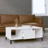 Magasfényű fehér szerelt fa dohányzóasztal 90 x 50 x 36,5 cm