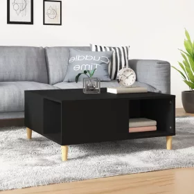 Fekete szerelt fa dohányzóasztal 80x80x36,5 cm
