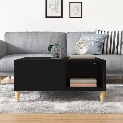 Fekete szerelt fa dohányzóasztal 80x80x36,5 cm