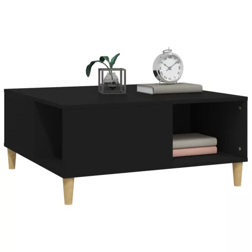 Fekete szerelt fa dohányzóasztal 80x80x36,5 cm