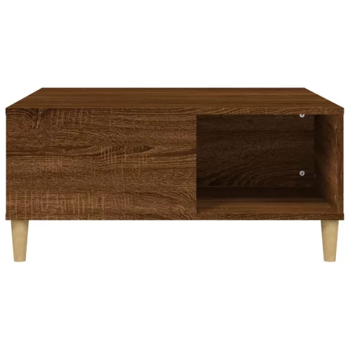 Barna tölgyszínű szerelt fa dohányzóasztal 80x80x36,5 cm