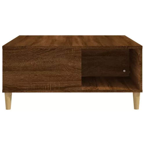 Barna tölgyszínű szerelt fa dohányzóasztal 80x80x36,5 cm
