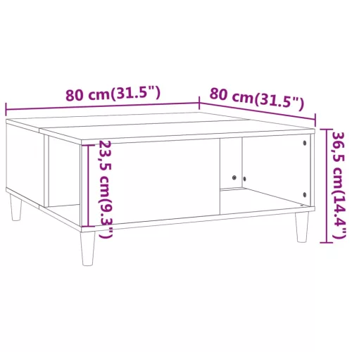 Barna tölgyszínű szerelt fa dohányzóasztal 80x80x36,5 cm