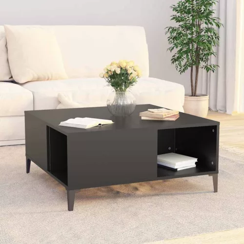 Fekete szerelt fa dohányzóasztal 80x80x36,5 cm