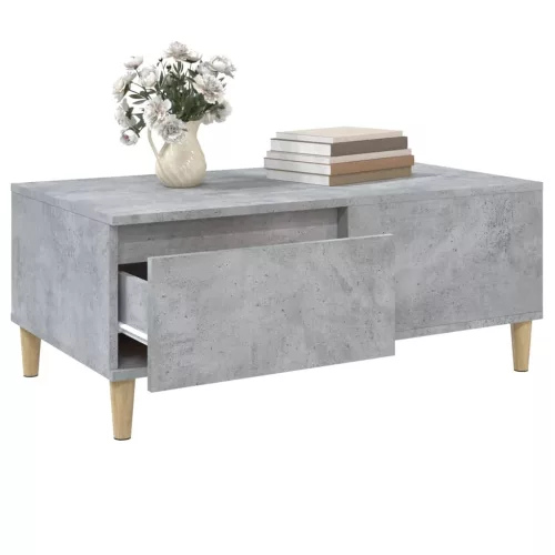 Betonszürke szerelt fa dohányzóasztal 90x50x36,5 cm
