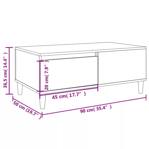Betonszürke szerelt fa dohányzóasztal 90x50x36,5 cm