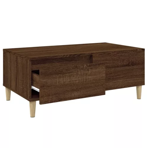 Barna tölgyszínű szerelt fa dohányzóasztal 90x50x36,5 cm