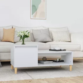   Magasfényű fehér szerelt fa dohányzóasztal 100 x 50 x 45 cm