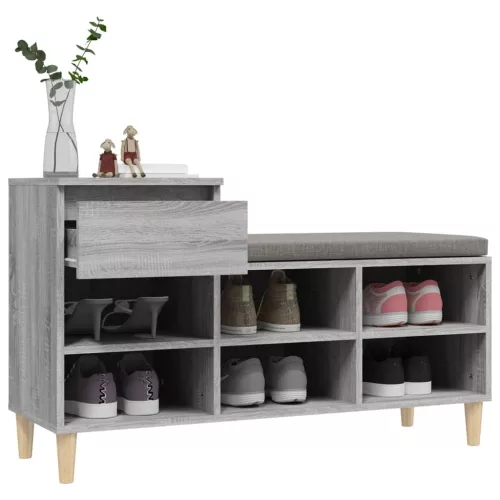 Szürke sonoma színű szerelt fa cipősszekrény 102x36x60 cm