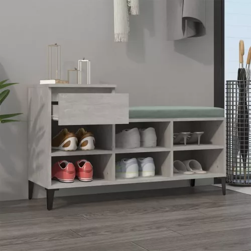Betonszürke szerelt fa cipőszekrény 102x36x60 cm