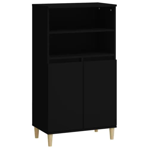 Fekete szerelt fa magasszekrény 60 x 36 x 110 cm