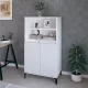 Magasfényű fehér szerelt fa magasszekrény 60 x 36 x 110 cm