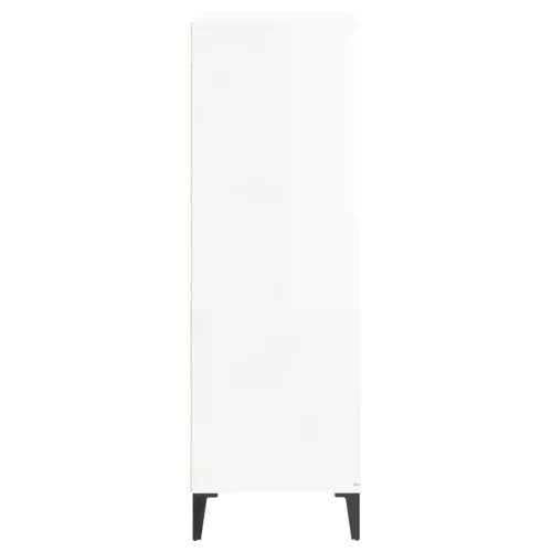 Magasfényű fehér szerelt fa magasszekrény 60 x 36 x 110 cm