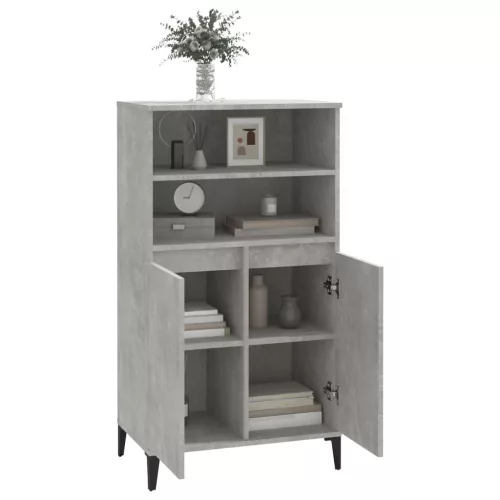 Betonszürke szerelt fa magasszekrény 60 x 36 x 110 cm