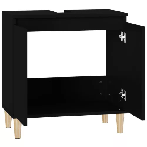 Fekete szerelt fa mosdószekrény 58x33x60 cm