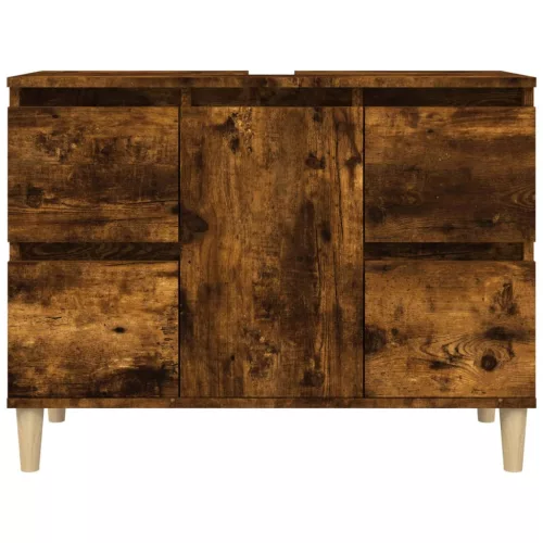 Füstös tölgy színű szerelt fa mosdószekrény 80 x 33 x 60 cm