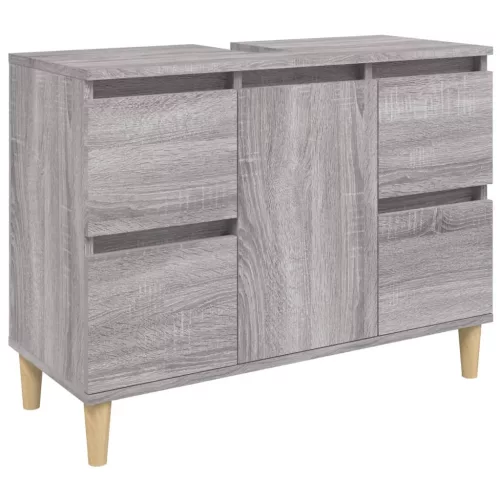 Szürke sonoma színű szerelt fa mosdószekrény 80 x 33 x 60 cm