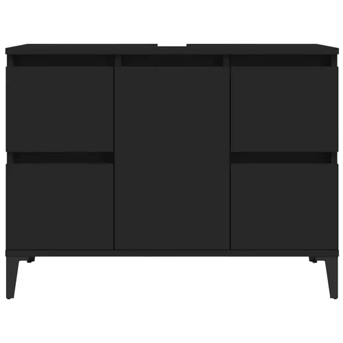 Fekete szerelt fa mosdószekrény 80 x 33 x 60 cm