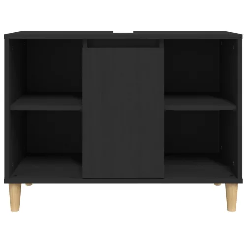 Fekete szerelt fa mosdószekrény 80 x 33 x 60 cm