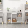 Magasfényű fehér szerelt fa mosdószekrény 80 x 33 x 60 cm