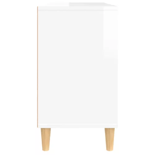 Magasfényű fehér szerelt fa mosdószekrény 80 x 33 x 60 cm