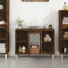 Füstös tölgy színű szerelt fa mosdószekrény 80 x 33 x 60 cm